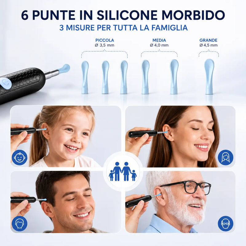 6 punte in silicone morbido — 3 misure per tutta la famiglia