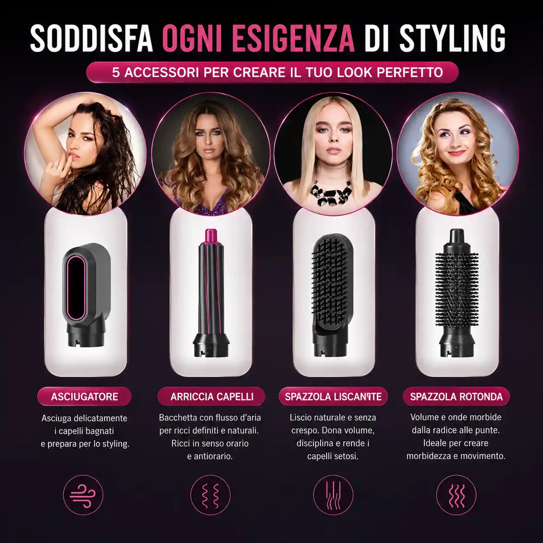 Multistyler Pro 5 in 1 — Spazzola Modellante ad Aria Calda