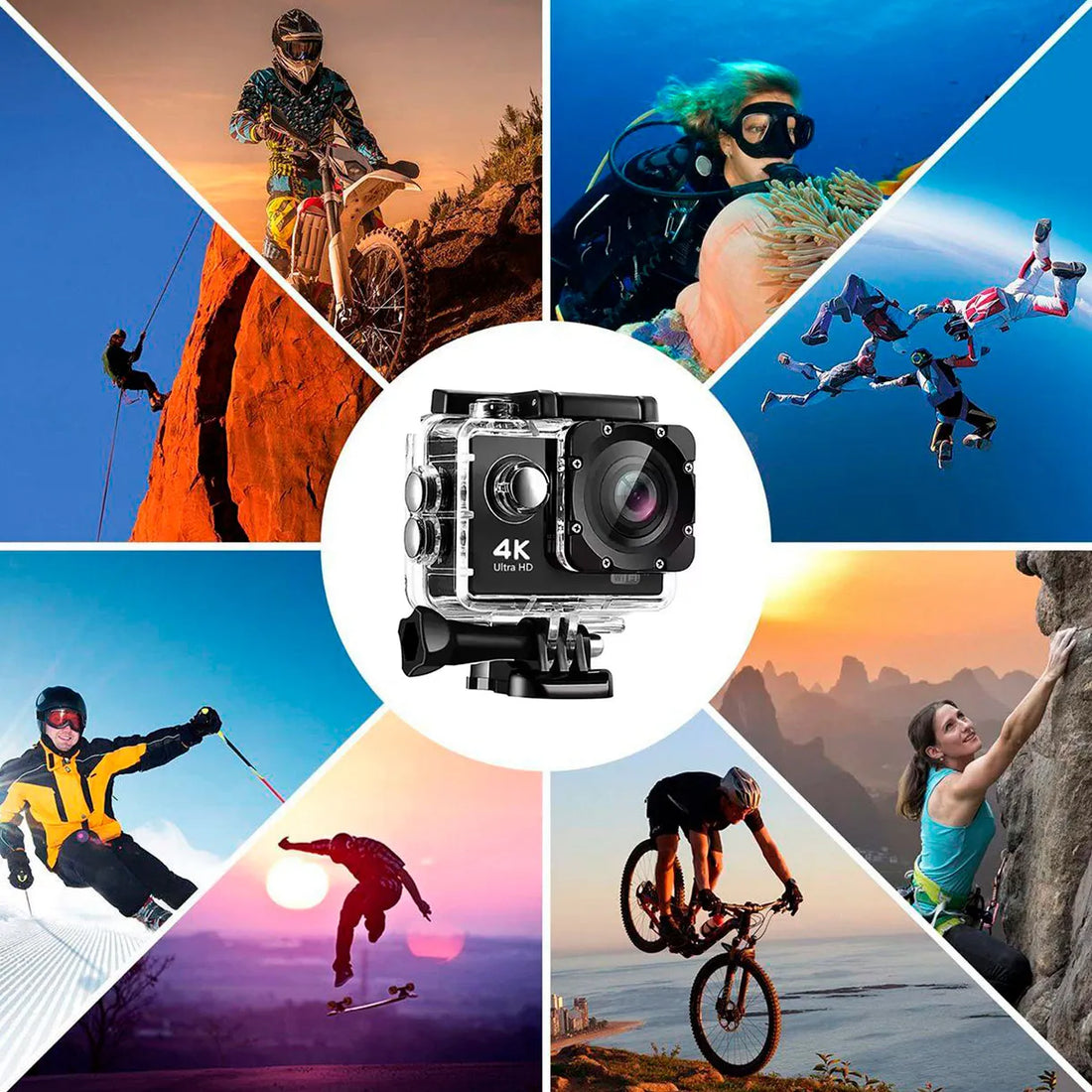 Action Camera 4K Ultra HD — Impermeabile 30M con WiFi